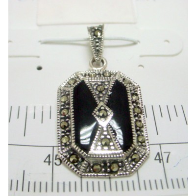 Marcasite Pendant Layer Onyx Art Deco