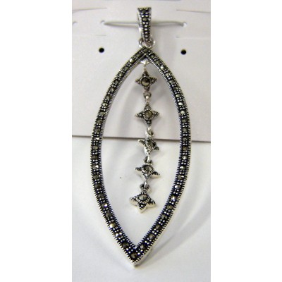Marcasite Pendant Open Marquis with 5 Star Dangle
