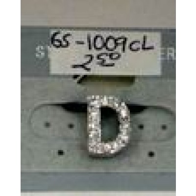 Sterling Silver Pendant Clear Cubic Zirconia Letter D