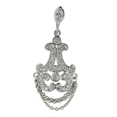 Sterling Silver Pndt "C" Type Chandelier with Chain Dangle