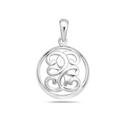 Sterling Silver Pendant Script Double E