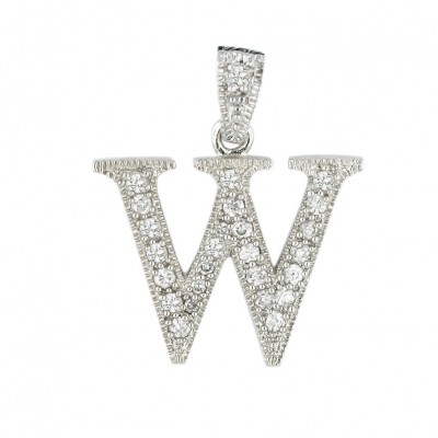Sterling Silver Pndt Clear Cubic Zirconia Pave Inital with