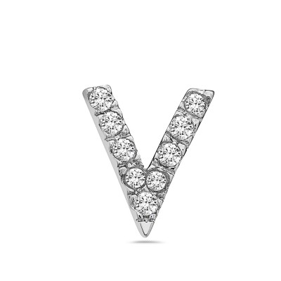 Sterling Silver Pndt Clear Cubic Zirconia Letter V with Slider