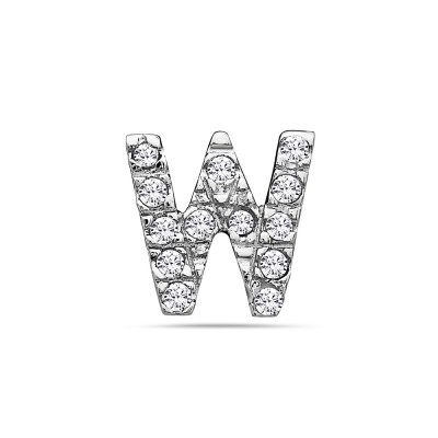 Sterling Silver Pndt Clear Cubic Zirconia Letter with with Slider