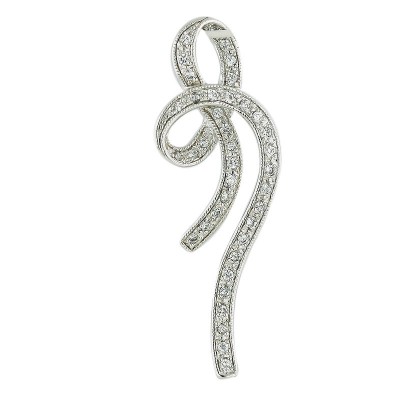 Sterling Silver Pndt Clear Cubic Zirconia Ribbon