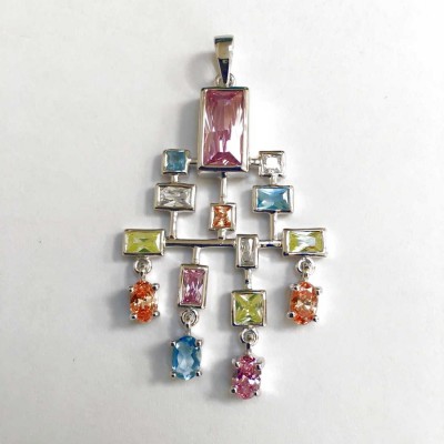 Sterling Silver Pendant Mix Color Pk+B+Lg+Lv+Ch+Cl