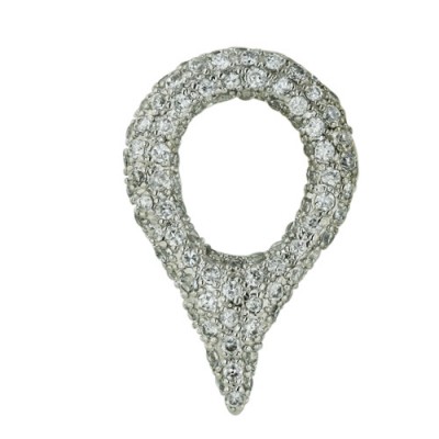 Sterling Silver Pendant Open Pave Teardrop