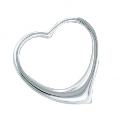Sterling Silver Pendant Plain Floating Heart 26 mm--E-Coated