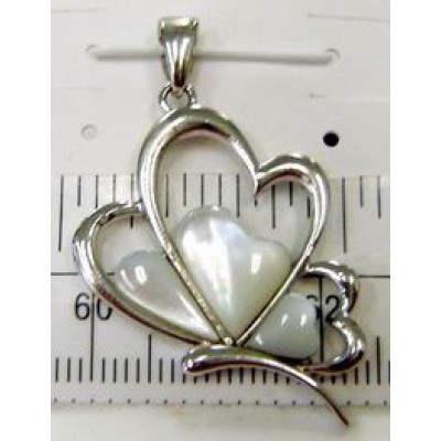 Sterling Silver Pendant White Mother of Pearl Folder Butterfly