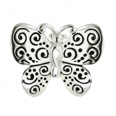 Sterling Silver Pendant Plain Oxidized Butterfly--E-coated/Nickle Free--