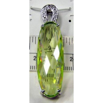 Sterling Silver Pendant Light Per.Cubic Zirconia Chess Cut Hallow Oval