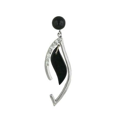 Sterling Silver Pendant Faux Onyx with Eye Shaped Dangle