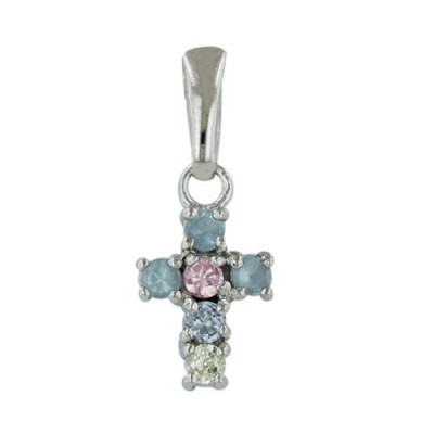 Sterling Silver Pdntmulticolor (Bt+Lvdr+Pink+Apple Green) Cubic Zirconia C