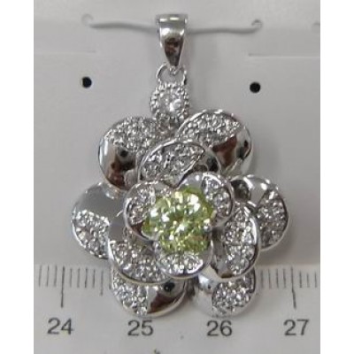 Sterling Silver Pendant 7mm Light Per.Cubic Zirconia Ctr Flower