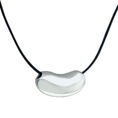 Sterling Silver Pendant Plain Bean with Hole--E-Coated