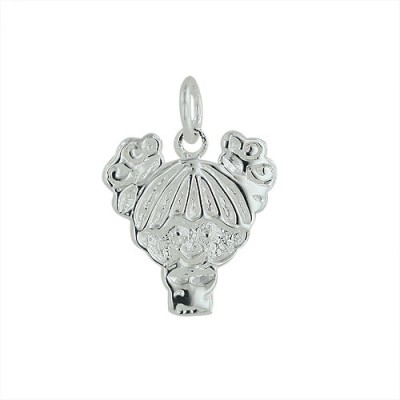 Sterling Silver Pendant Plain Little Girl with 2 Ponytail--E-Coat