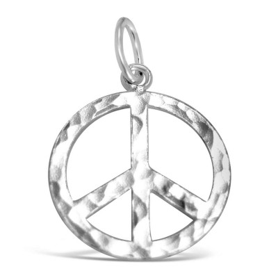 STERLING SILVER SET PLAIN OPEN PEACE SYMBOL HAMMERRED ***EC/NF*