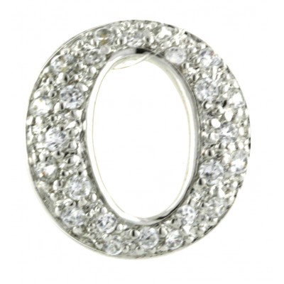 Sterling Silver Pendant Pave Cubic Zirconia 'O'