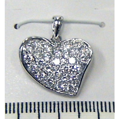 Sterling Silver Pendant Pave Cubic Zirconia Concave Heart