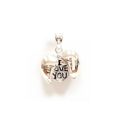 Sterling Silver Pendant Plain Open/Close Heart with Engraved