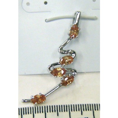 Sterling Silver Pendant Lines with 5 Oval Champagne Cubic Zirconia