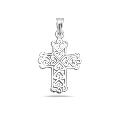 Sterling Silver Pendant Filigree Open Cross--E-Coat