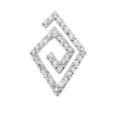 SS Pdnt Clr Cz Rhombus Swirl, Clear
