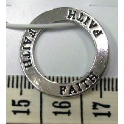 Sterling Silver Pendant Plain Circle with Word'G 'Faith'