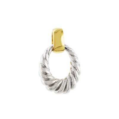 Sterling Silver Pendant Twisted Rope 'O' Knocker with Gold Tone