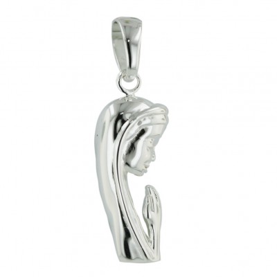 Sterling Silver Pendant Plain Praying Lady--E-coated/Nickle Free--