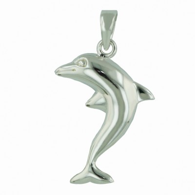 Sterling Silver Pendant Plain Dolphin--E-coated