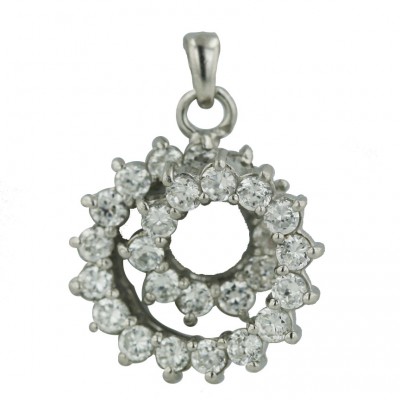 Sterling Silver Pendant Clear Cubic Zirconia Swirl (2S-4105Cl)