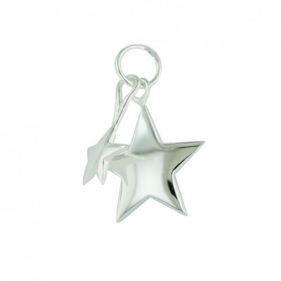 Sterling Silver Pendant 2 Plain Star--E-coated/Nickle Free
