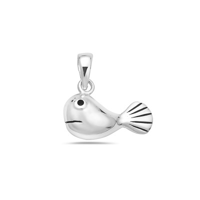 Sterling Silver Plain Whale (Antiqued Brushing) --E-Coated