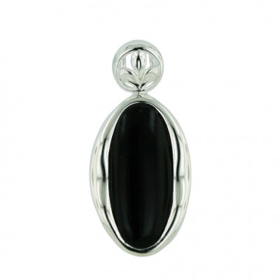 Sterling Silver 25X16mm Floating Oval Cabochon Onyx