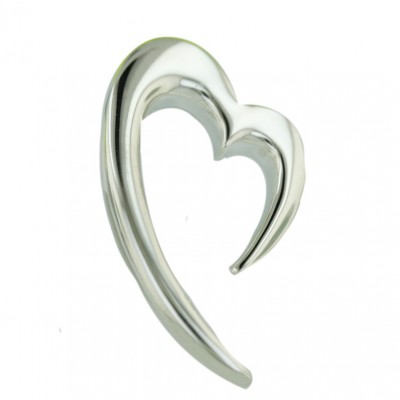 Sterling Silver Pendant Plain Open Heart--E-Coated