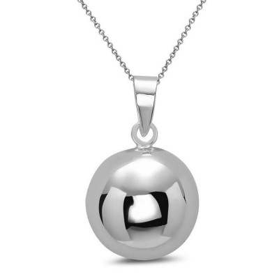 Sterling Silver Pendant 10 Mm Plain Ball -Ecoat