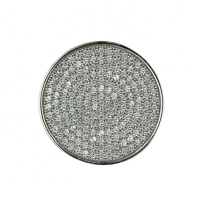 Sterling Silver Pendant Round Micropave Clear Cubic Zirconia