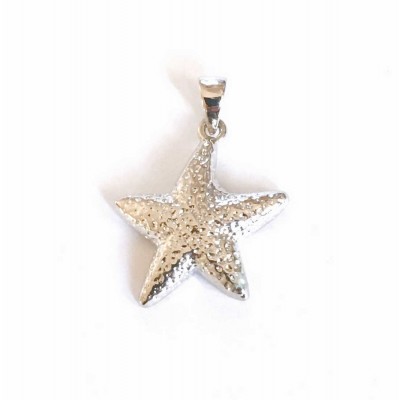 Sterling Silver Pendant Plain Hammered Star--E-coated/Nickle Free--