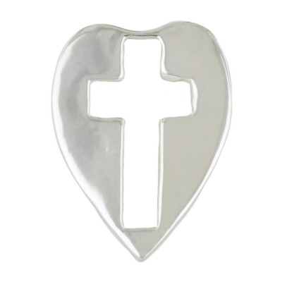 Sterling Silver Pendant 42mm Plain Heart Open Cross--Sp Forming-