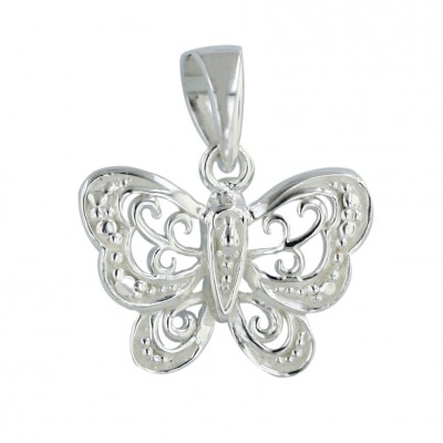 Sterling Silver Pendant Plain Open Butterfly--E-coated/Nickle Free--