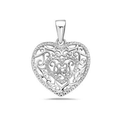Sterling Silver Pendant 22mmm Plain Filigree Heart--E-coated/Nickle Free--
