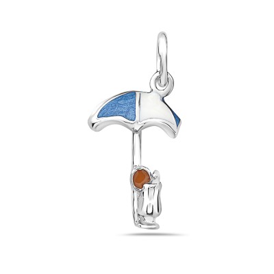 Sterling Silver Pendant Oceanic Blue Epoxy#35+White Epoxy#9 Umbrel