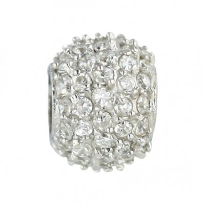 Sterling Silver Pendant 10mm Clear Cubic Zirconia Fireball (Hole 6mm)
