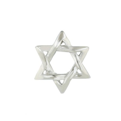 Sterling Silver Pendant Plain Open Jewish Star--Rhodium Plating