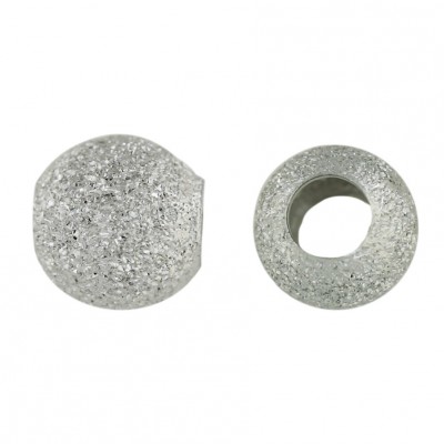 Sterling Silver Pendant Slider 8mm Silver Dusted Ball--Rhodium Plating/Nickle Free--