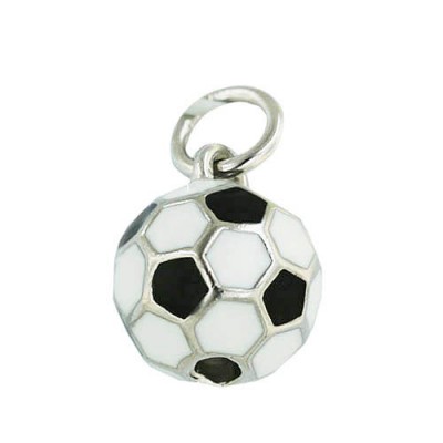 Sterling Silver Pendant 10mm Black Epoxy#10+Wh Epoxy#9 Soccer Ball with