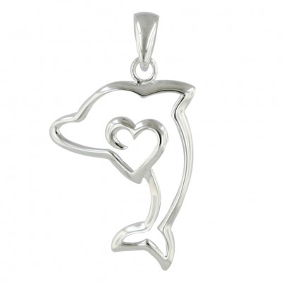 Sterling Silver Pendant Plain Open Dolphin--E-coated/Nickle Free--