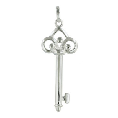 Sterling Silver Pendant Plain Open Flower Key--E-coated/Nickle Free--