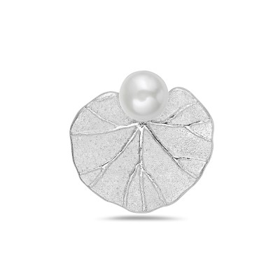 Sterling Silver Pendant 6mm White Freshwater Pearl Top with 19X19mm V